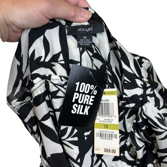 Alfani blouse, size 14, silk, ruffle, party, colorful, business, floral, NWT - Picture 7 of 12